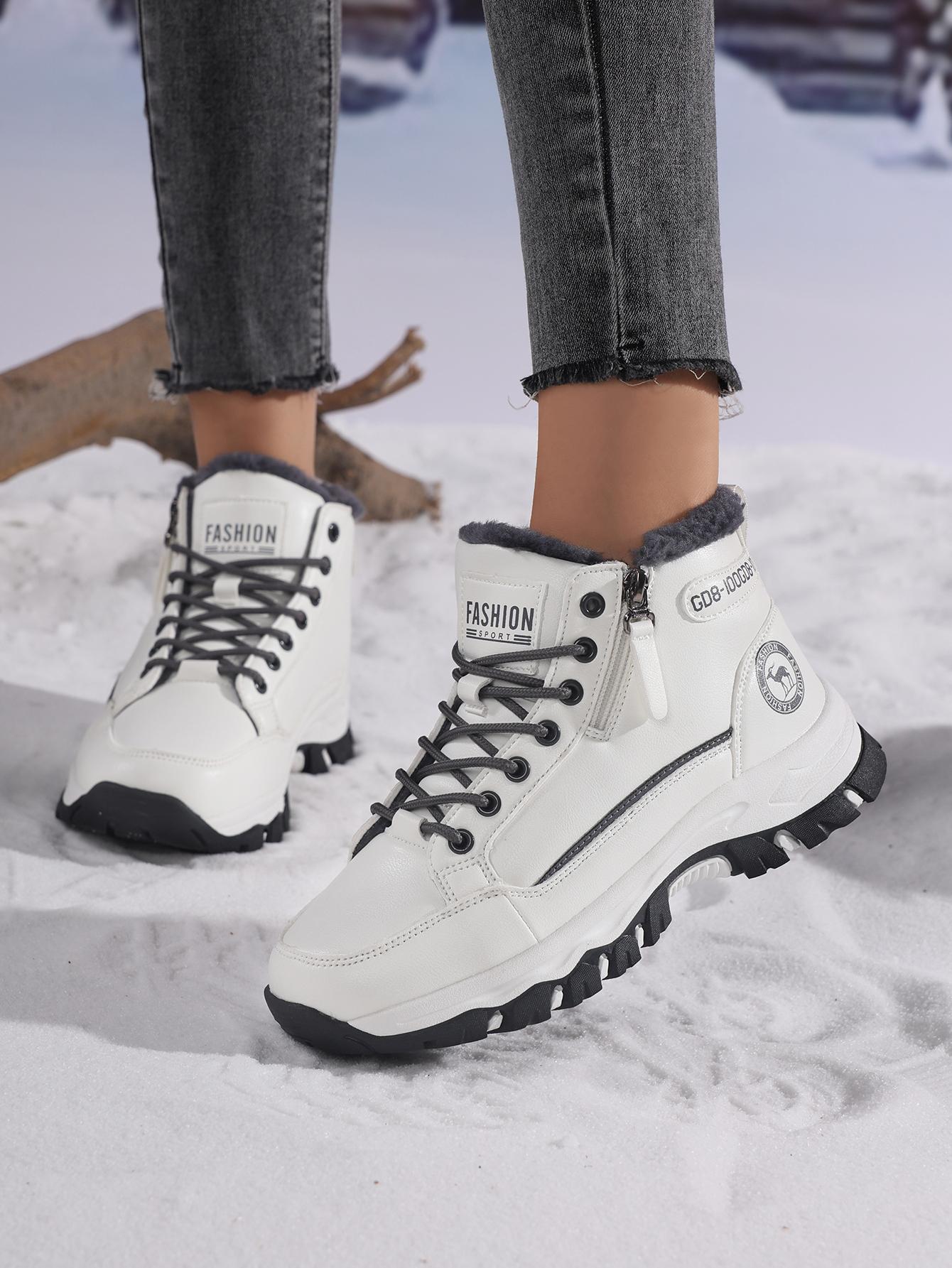 

Уютные женские сноубутсы из искусственного меха - Водонепроницаемые ботинки для холодной погоды 42 белый