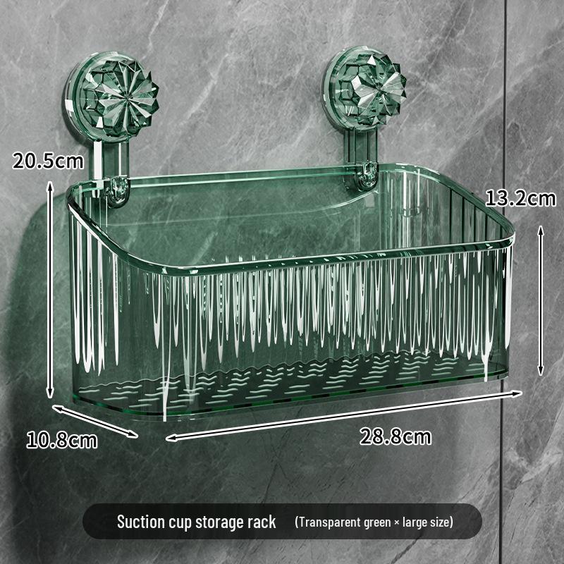 Stylish No-Drill Suction Cup Wall Storage Basket for Utensils & Toothbrushes