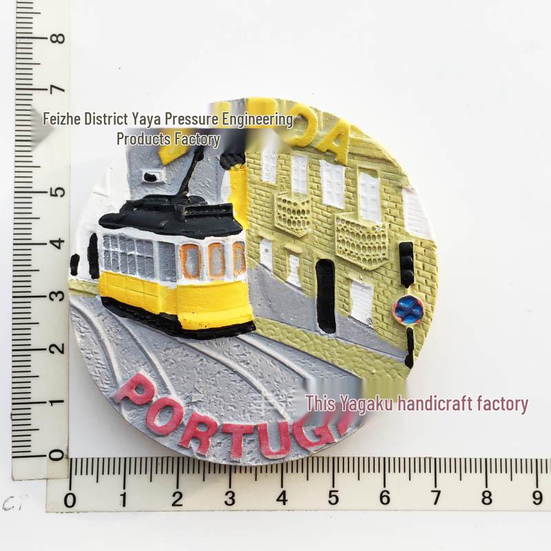 Hand-Painted Resin Magnetic Souvenir Stickers from Portugal