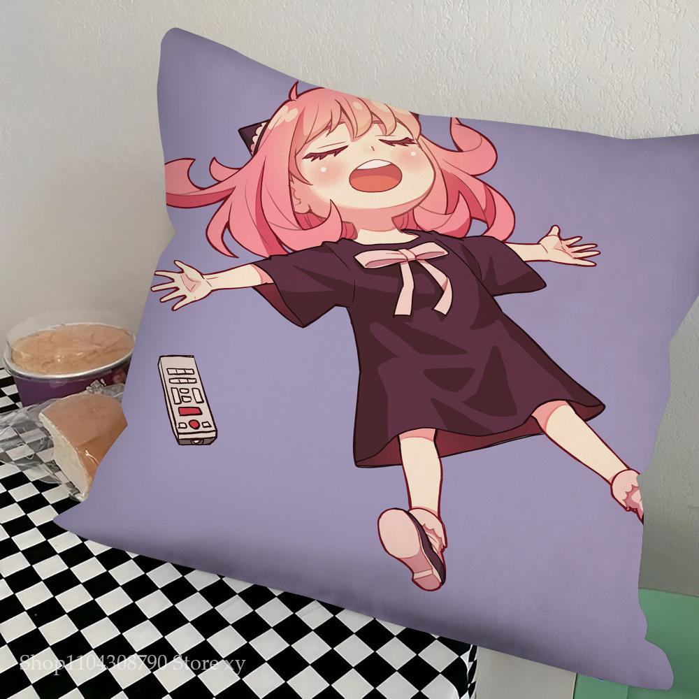 Spy X F-Family A-Anya Pillow Case Square Pillow Bedroom Sofa Leisure Comfort Cushion Car Living Room Home Decoration