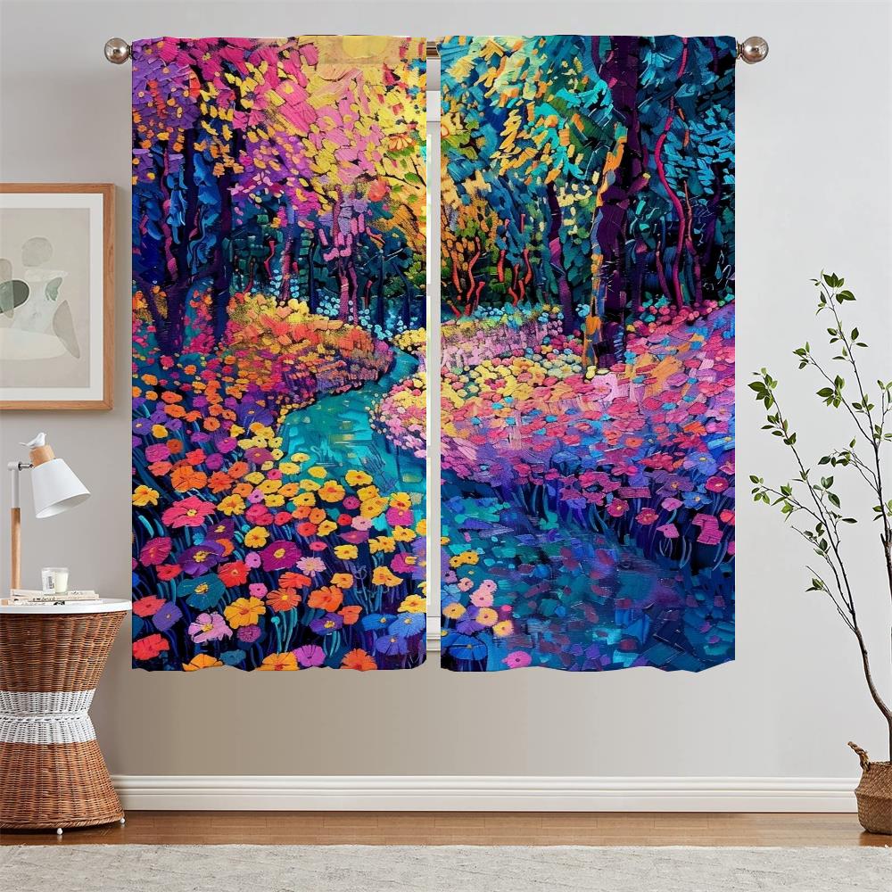 

Тюль в кухонных занавесках цветы после дождя прозрачные занавески для салона 2 шт затемняющие шифоновые занавески для детской комнаты W50xH70cmx2pcs-CL