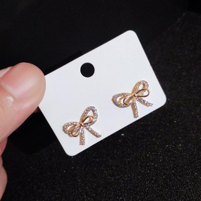 Elegant Fairy Bow Earrings Femininity Diamond Earrings No Piercings Luxury Girl Heart Earrings