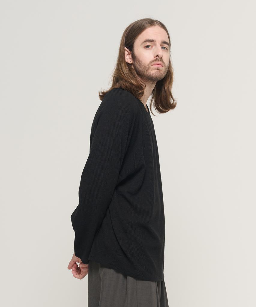 CARGOBROS Soft Raglan Layered Long Sleeve Knit (Black)