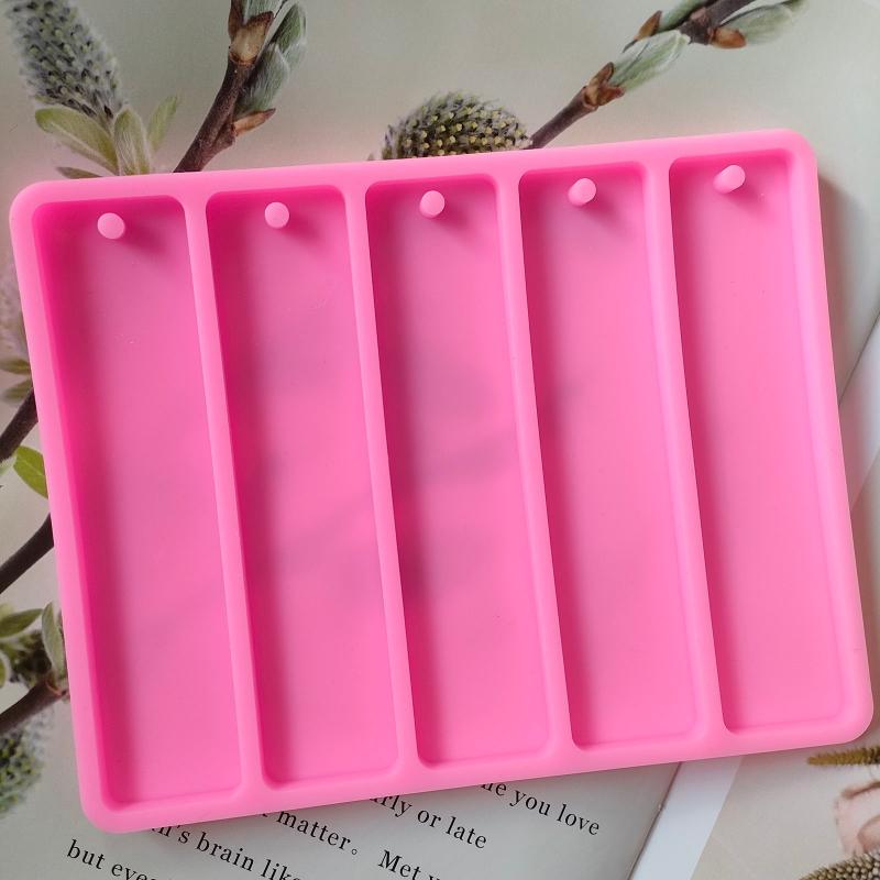Bookmark Mould Rectangle Silicone Mold Making Epoxy Resin Jewelry Art Craft Hanging Hole Tool for Craft Making 5 In 1