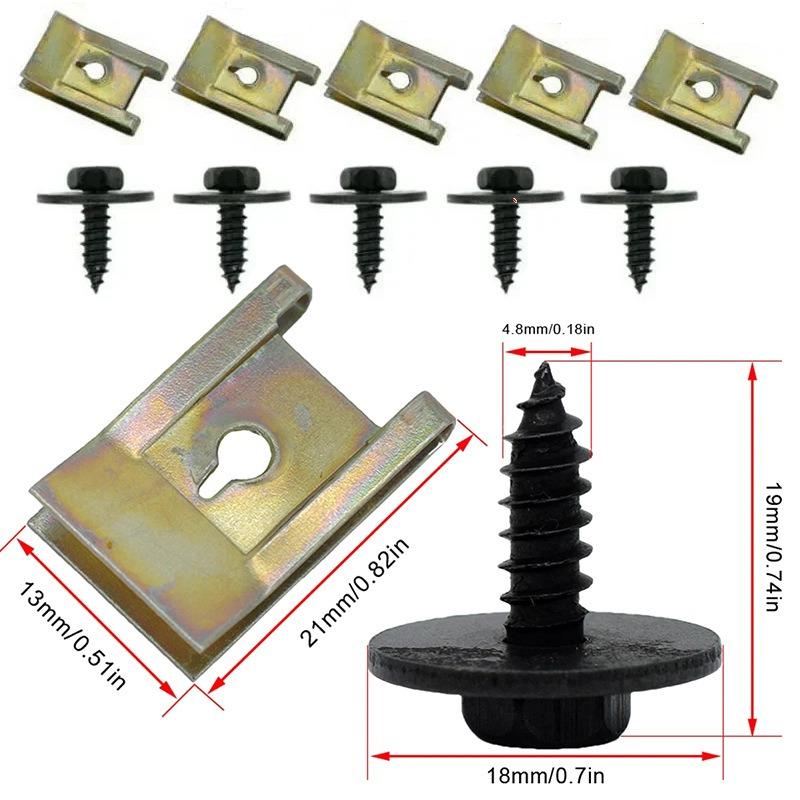 40 Pack Metal U Clips for Car Modification Screw Base Fasteners Fender Bumper Protection Trim Installation