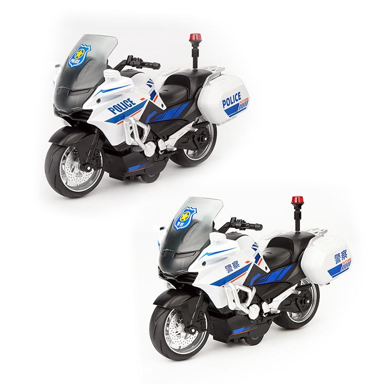 1:10 Alloy Police Motorcycle Pull-Back Toy with Lights & Sound - Gift Box Racing Model