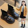 Girls' Black Retro Mary Jane Low-Cut Sock Boots - 2025 Autumn Fashion