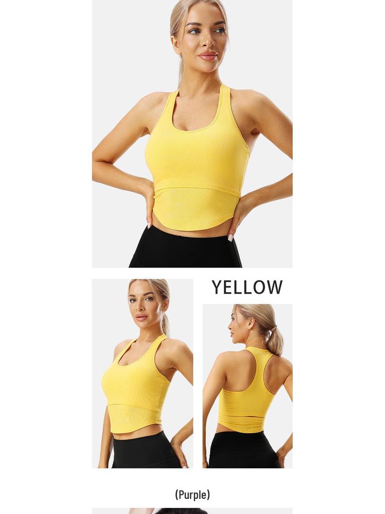 Women's High-Impact Sports Bra with Chest Pad - Shockproof Yoga and Running Top