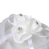 Bridal Ring Holder Cushion Heart Shaped Bearer Box Romantic Pillow with Ribbon for