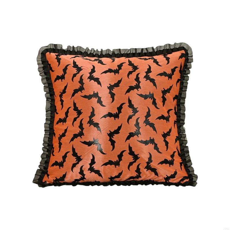 Decorative Mesh Cushion Cover Halloweens Theme Bat Specters Polyester Materials J0MC