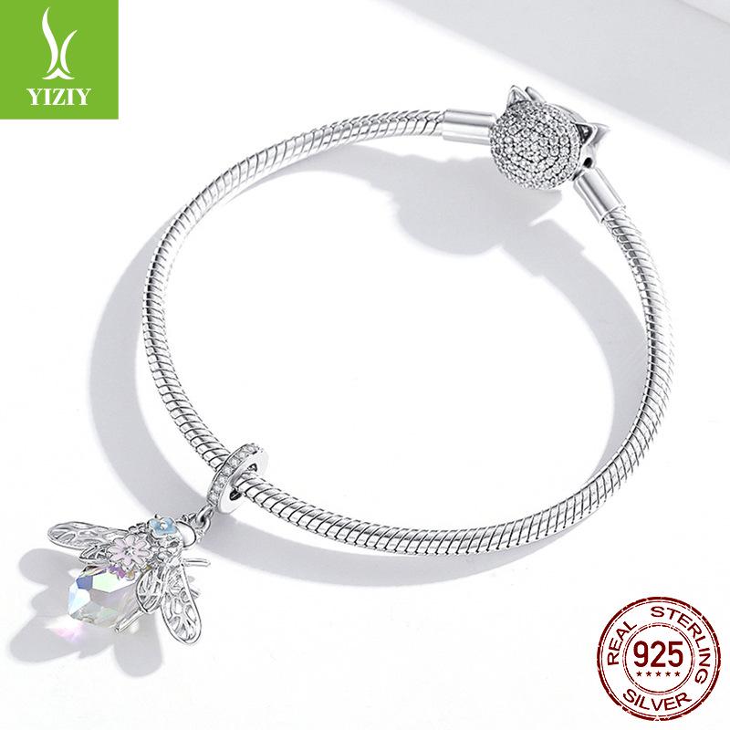 Colorful Dreamy Bee Pendant Bracelet, Silver Ziyun, 925 Silver, Forest Inspired, Girly Accessory, BSC395.