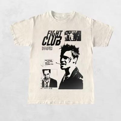 T-shirt Estiva Film Anni '90 e T-shirt Bambino Uomo Fight Club Tyler Durden Grafica Retro Manica Corta Streetwear Casual Vestibilità Larga Top