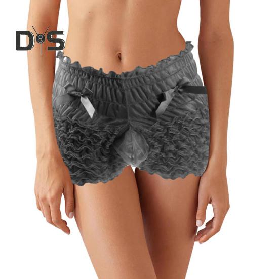 Menn Sexy høy midje undertøy Mesh blonder shorts truser med sløyfedekor ensfarget truser med høy midje