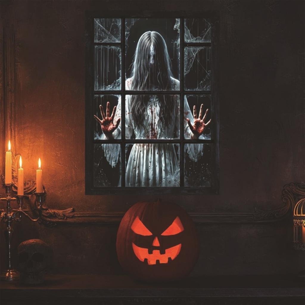 Halloween Decorative Window Clings Scary Stickers 2 Sheets