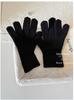High quality% Australian wool solid color hat scarf gloves three-piece winter warm knitted suit women