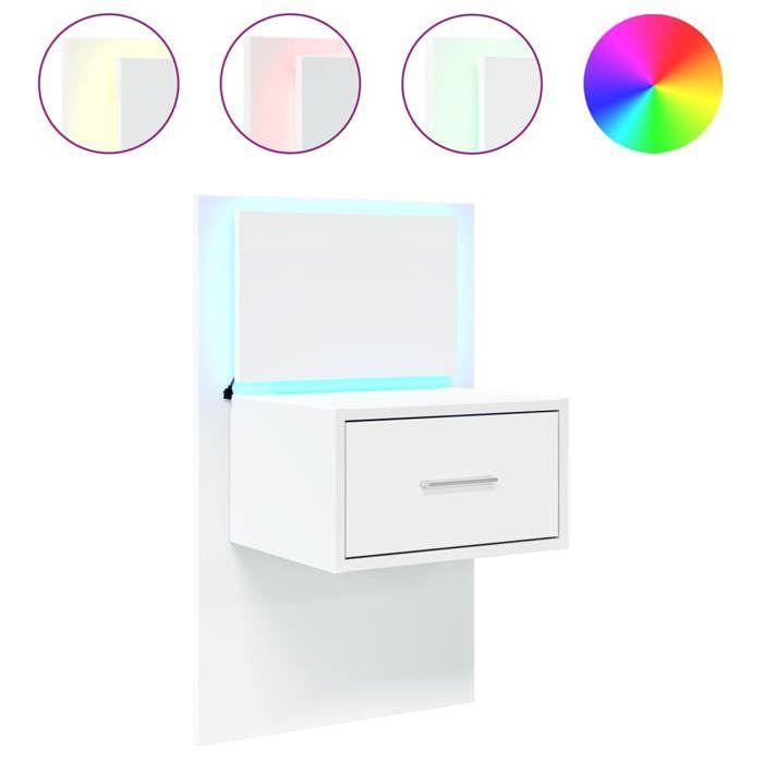 VidaXL Table de chevet murale avec lumières LED blanc, armoire, armoire d'appoint, armoire de chevet, table de chevet, 848157