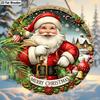 2D Flat 1pc Christmas “Santa Claus with A Bag” Logo Wooden Sign Decoration, Front Door Wall Decoration, Suitable for Home Offices, Garden Courtyards