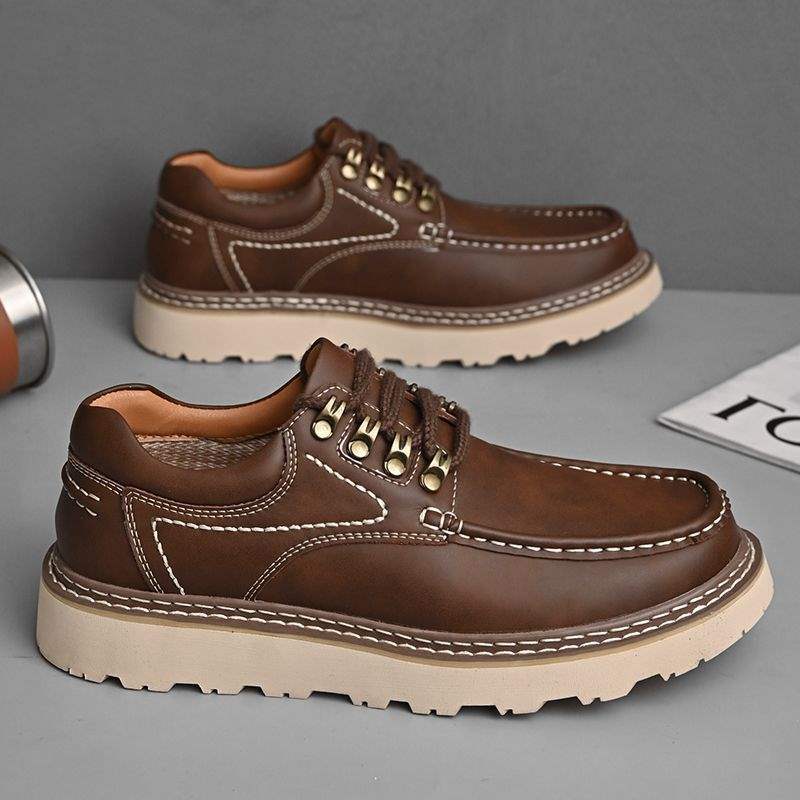 Amerikanische Werkzeugschuhe Low-Top Herbst neue Herrenschuhe Martin Boots Plateausohle Outdoor Casual Big Head Lederschuhe große Größe