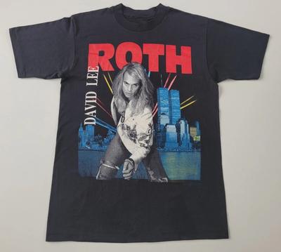 T-shirt Nera Cotone Pesante Stile Retrò David Lee Roth Album S-5XL US308