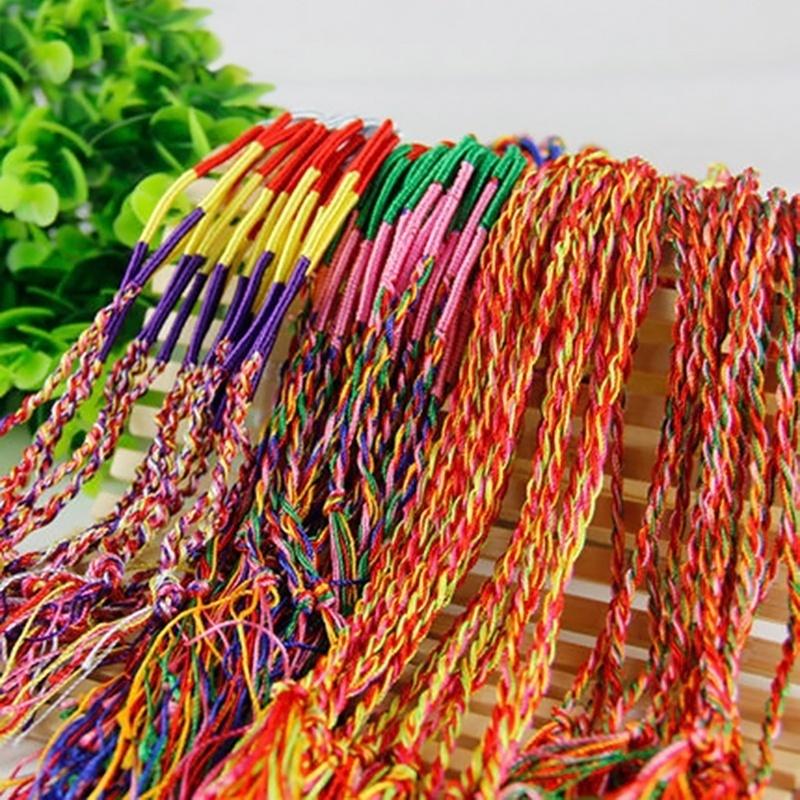10 Colorful Thread Friendship Bracelet Braided Hippie Friendship Bracelets