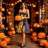 Women's Halloween Print Off Shoulder Spaghetti Strap Dress for Party Costume