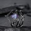 European and American new  gun black retro zircon inlaid with personalized versatile women's three-piece ring