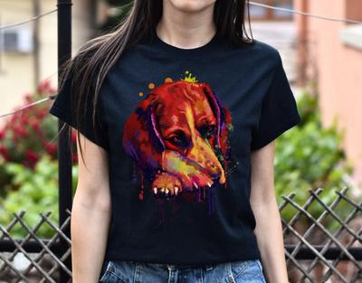Watercolor Painting Beagle Dog Unisex Shirt S-2XL Black Navy Dark Heather