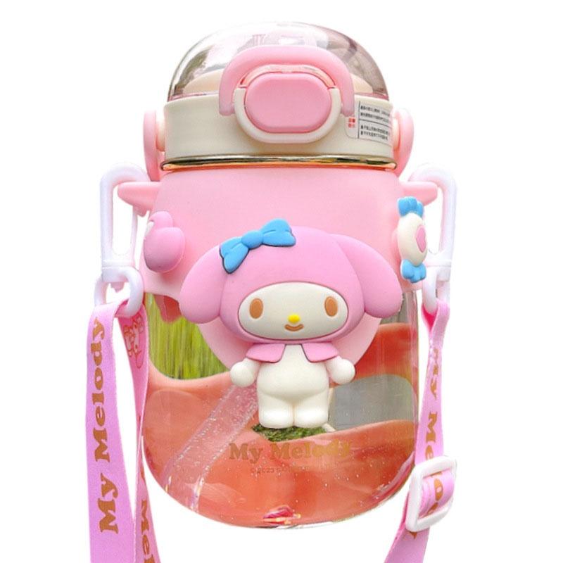 Chuhe Cartoon Plastic Straw Cup Large Capacity Leak-proof Purple Color 820ml