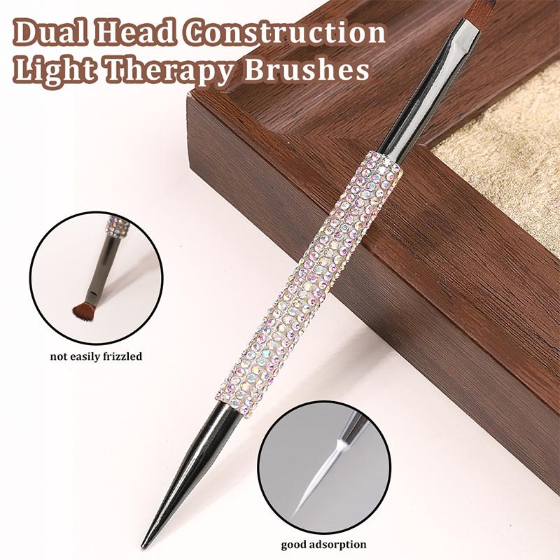 Dual-Ended Nail Brush With Diamond Nail Art Brushes Professional Gel Nail Polish Liner Flower Painting Drawing Manicure Tools