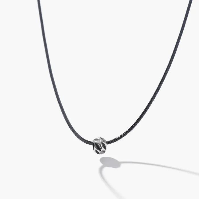 Antique Curve Cut Ball Pendant String Necklace (C2503-AN964_BK)