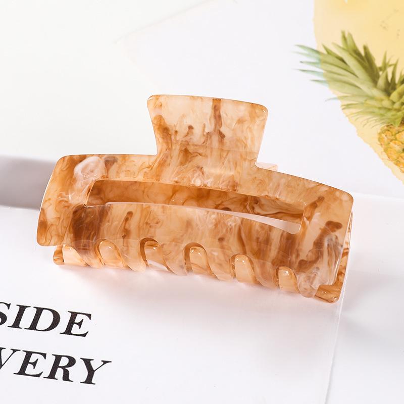 European & American Women’s Black & White Checkered Hair Clip - Large Acetate Acrylic Claw for Bun Hairstyles