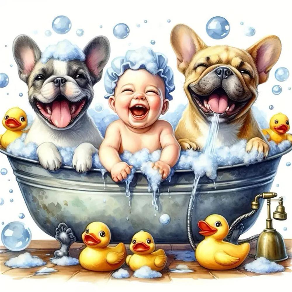 5d Diy Diamond Painting Girl Dog Portrait Diamond Embroidery Seaside Full Round Drill Cross Stitch Kits Gift