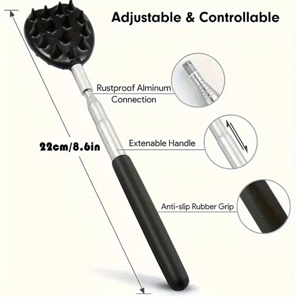 Retractable Cactus Back Scratcher with 1/4"& 1/2" Extendable Spikes, Heavy-duty PVC Itch Relief Tool