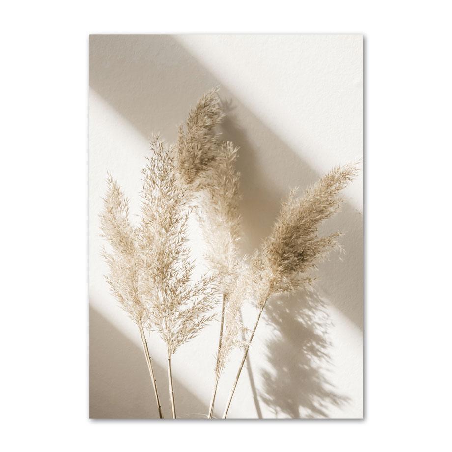 Beżowy plakat z krajobrazem mniszek lekarski ogon trzciny kwiatowej liść ścienny drukowany obraz na płótnie obrazy ścienne salon Home Decor