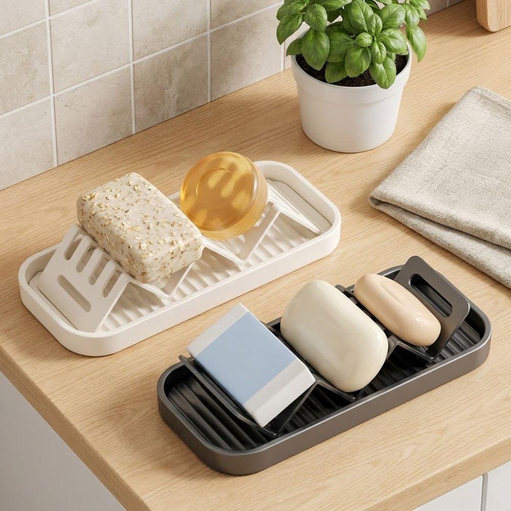Porte-savon de salle de bain étanche Auto-vidant Support de rangement de cuisine Porte-savon en forme de W Restaurant