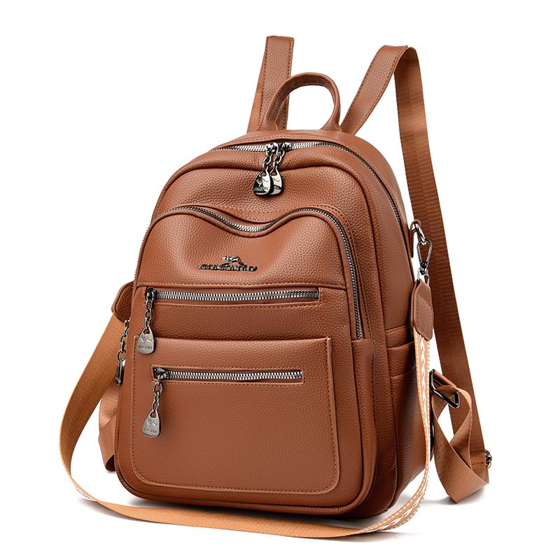 Chic PU Backpack for Women – Vintage-Style Design with Multiple Pockets and Adjustable Straps, Perfect for Daily Use and Travel