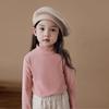 Autumn Winter Baby Boy Girl Solid Long Sleeve Bottoming Shirt Children Turtleneck Casual Tshirt Kid Striped Top Clothes