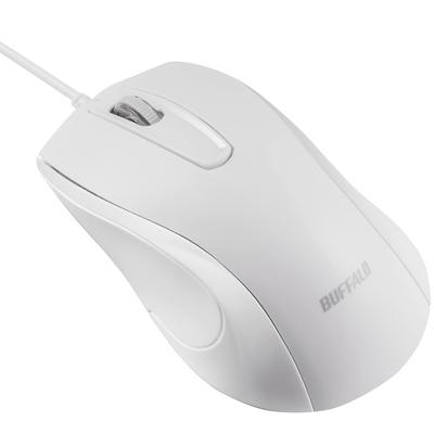 Buffalo 3 Button Wired BlueLED Heavy Duty Antibacterial Mouse White BSMBU115WH