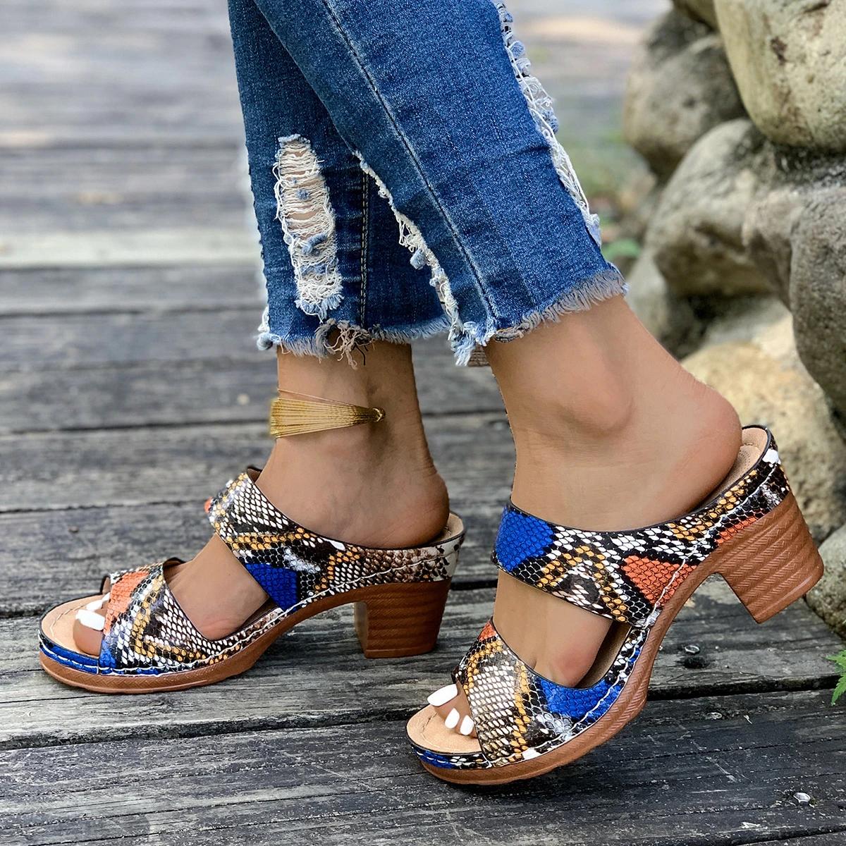 

Модная женская обувь 2024 года, женские тапочки больших размеров, модные цветные туфли-туфли для женщин, высокое качество, круглый носок, каблуки для женщин 43