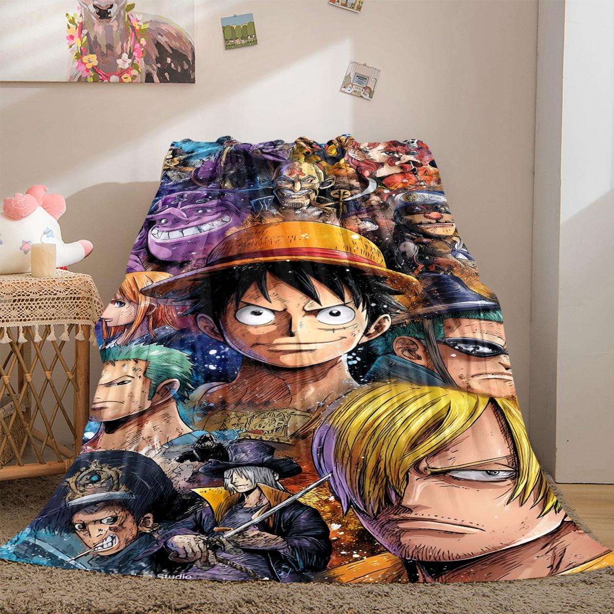 

Anime One Piece Puzzle Print Blanket Warm Comfortable Flannel Cover For Bedrooms, Sofas, Beds, Chairs LXR168 75x90cm
