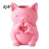 Unique Home Aesthetic Accents 3D Printed Cat Vase, Cute Smiling with Heart?Hand Gesture Flower Holder, Bedroom Nightstand Decor Animal Shaped