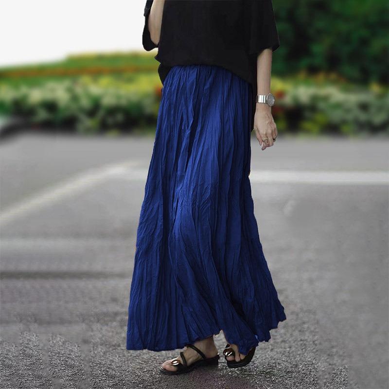 Extended crushed skirt Women's dance long skirt Korean high temperature setting pleated skirt Elegant pleated skirt