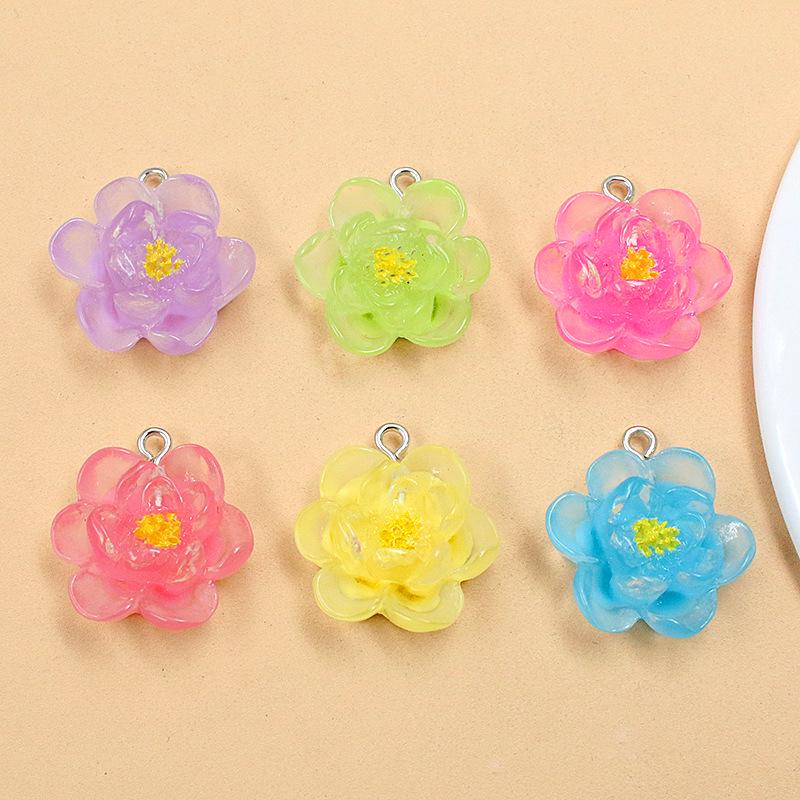 DIY Resin Plant Charm: Transparent Lotus & Cherry Blossom Five-Petal Flower Pendants