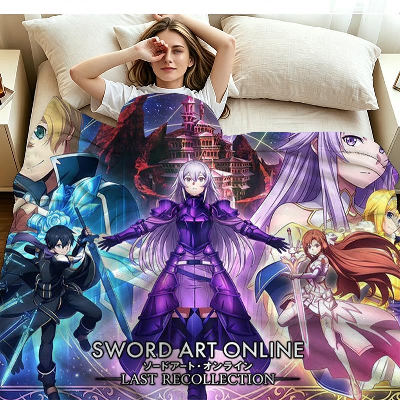 Sword Art Online Print Flannel Blanket High Quality Warm Comfortable Cover for All Seasons Perfect for Gifts Home Decor