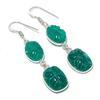 Emerald(Simulated) Gemstone Handmade 925 Sterling Silver Jewelry Earring 2.29" AEE-11309