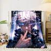 White-Haired Anime Character with Glowing Eyes Flannel Blanket for Bedroom, Living Room, Sofa, and Nap Sofas