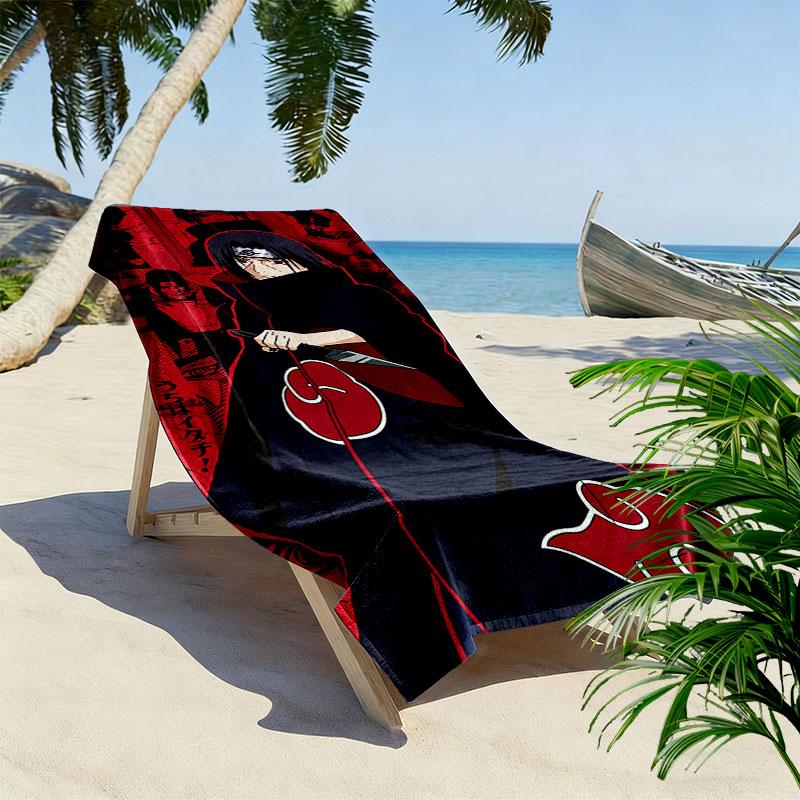 Uchiha Sasuke Print Beach Towel, Large Soft Quick Dry Towel for Beach Camping Swimming
