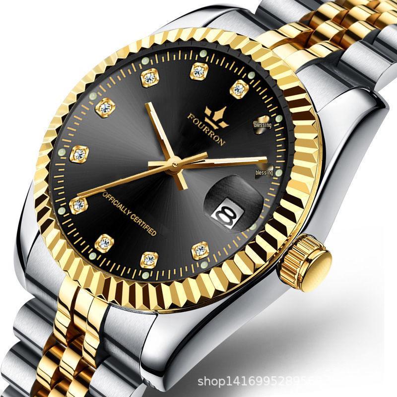 Tycoon Gold Leuchtende Herrenuhr - Lupe Kalender, Bestseller, Grenzüberschreitende Partneroption