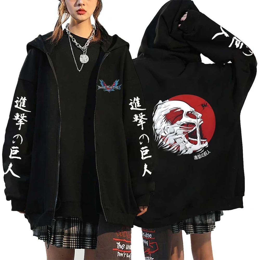 2025 Women's Sportswear Paired with Anime Hooded Warm Zipper Sweater Printed Original Design