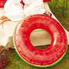 Reinforced PVC Watermelon Swim Ring for Adults Kids Summer Beach Pool Party with Double Stitched Seams and Safety Air Valve